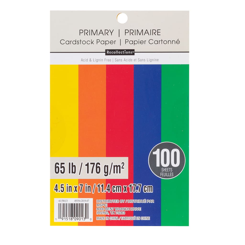 Primary 4 5 X 7 Cardstock Paper By Recollections 100 Sheets Michaels